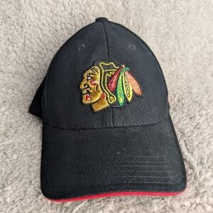 BLACKHAWS Cap NHL Black And Red Colors In Good Used Condition